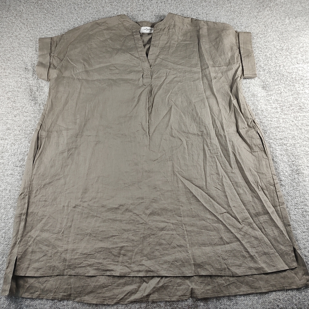 Carly Jean Women Dress 100% Linen Medium Large Minimalist